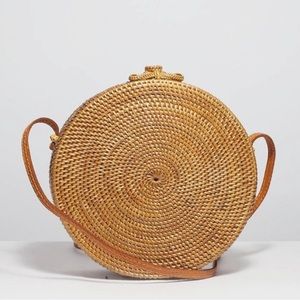 Ellen & James Round Woven Crossbody Purse - Natural